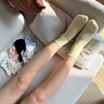 AMIRI輕奢品牌女士襪子女純棉春夏季薄款中筒襪吸汗防臭透氣愛心女襪 米色+淺灰+紫色+卡其+黑色 均碼 34-40碼(純棉材質(zhì) 無骨縫 曬單實拍圖