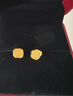 周大福爆閃小方糖耳釘黃金實心耳飾女(工費:320計價)F229665 足金 約3.10g 曬單實拍圖