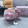 Hello Kitty庫洛米帶勺馬克杯陶瓷咖啡杯辦公室水杯家用可愛杯子女情人節(jié)禮物 美樂蒂公仔大肚杯帶勺-禮盒裝 曬單實拍圖