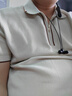 布先生時尚撞色翻領短袖T恤男夏季拉鏈門襟設計透氣針織上衣AT16005 雅米杏 L (175) 曬單實拍圖
