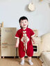 G.DUCK KIDS小黃鴨新生嬰兒衣服夏季薄款連體衣純棉國風(fēng)滿(mǎn)月男女寶寶周歲衣服紅色66cm 66建議1-3個(gè)月10斤-13斤 曬單實(shí)拍圖