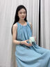 浪莎帶胸墊睡裙女士云朵棉睡衣夏季中長款連衣裙可外穿女生家居服裙子 天藍(lán)裙【云朵棉  自帶胸墊】 XL 【建議120-140斤】 曬單實(shí)拍圖