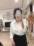 緞面襯衫女春秋氣質(zhì)通勤襯衣寬松顯瘦慵懶休閑垂感上衣J8619 白色 L （115-130斤） 曬單實(shí)拍圖