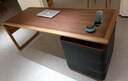 漢紀堂榆意式極簡(jiǎn)書(shū)桌設計師書(shū)房家用辦公桌高級胡桃木色馬鞍皮電腦寫(xiě)字桌 1.4米書(shū)桌 曬單實(shí)拍圖