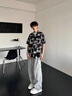 百鵲亭短袖襯衫外套男夏季新款冰絲涼感襯衣男裝潮牌寬松休閑外套男 白色 XL 曬單實(shí)拍圖