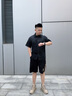 卡賓（CABBEEN）【漸變洗水黑?！磕醒b牛仔短袖襯衫潮牌撞色繡花襯衣外套開衫 煤黑色01 M /170/48 曬單實(shí)拍圖