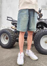吉普（JEEP）美國(guó)JEEP正品牛仔短褲男士夏季水洗寬松直筒五分褲復(fù)古做舊中褲子 青古藍(lán)色【官方正品】 33 推薦150-160斤 曬單實(shí)拍圖