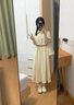 艾珠兒（Aizhuer）Polo領(lǐng)短袖連衣裙女夏天夏季新款收腰小個(gè)子長裙白月光襯衫裙子 杏色 M 曬單實(shí)拍圖
