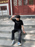 名創(chuàng)優(yōu)品（MINISO）休閑褲男夏季冰絲速干彈力垂感直筒男褲黑色百搭防曬運(yùn)動(dòng)寬松褲子 黑色(純色) L /175(體重120-140斤) 曬單實(shí)拍圖