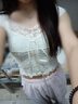 禾戀淑短袖女新款2025年純欲上衣辣妹高級(jí)感蕾絲女士t恤夏季女裝顯瘦 法式蕾絲V領(lǐng)打底衫【杏色】 M 曬單實(shí)拍圖