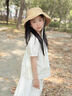 NAVIGARE意大利小帆船兒童裙子夏季新品女童A字半身裙泡泡袖兩件套法式裙 【田園美景】白色 150 曬單實(shí)拍圖