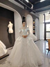 勤馳新品法式婚紗禮服新娘高級質(zhì)感在逃公主小個(gè)子大拖尾主紗緞面 白色拖尾婚紗 XL 均碼 曬單實(shí)拍圖