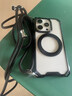 SMLTUO蘋(píng)果16promax手機(jī)殼磁吸帶支架適用iPhone15pro保護(hù)套透明斜挎繩14plus后蓋全包防摔13pm外簡(jiǎn)約軟 四角開(kāi)孔支點(diǎn)-透黑+支點(diǎn)黑+掛繩G02 iPhone16pro 曬單實(shí)拍圖
