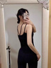 如鉆美背吊帶背心女內搭帶胸墊文胸一體夏外穿u型內衣抹胸打底上衣 黑色 M 【適合95-110斤】 曬單實拍圖