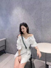 FSHE高級設計感白色不規則一字肩襯衫連衣裙女夏季純欲性感御姐短裙子 白色襯衫連衣裙 S 曬單實(shí)拍圖
