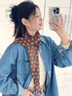北極絨波點(diǎn)絲巾女2025年新款印花百搭配飾系脖棕色發(fā)帶綁發(fā)長(zhǎng)條圍巾 棕色波點(diǎn)絲巾 曬單實(shí)拍圖