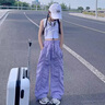 米奇丁當(dāng)米奇丁當(dāng)女童褲子夏季薄款2025新款兒童長褲中大童寬松直筒工裝褲 紫色 抽繩薄款長褲 110 曬單實(shí)拍圖