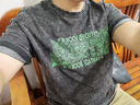京西藍靛美式重磅酵磨水洗腰果花短袖t恤男夏季寬松大碼體恤潮牌休閑半袖 黑色 L 適合130-150斤 曬單實(shí)拍圖