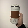 星巴克杯子不銹鋼水杯美式咖啡杯保溫杯隨手杯新年禮物男生車載杯 480ml棕色皮套杯 曬單實(shí)拍圖