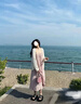 萬欣兒中長款長袖防曬開衫外套女夏季大碼胖mm顯瘦寬松吊帶外搭披肩上衣 奶杏色 M 建議95-110斤 曬單實拍圖