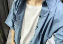 暢登工裝短袖襯衫男港風(fēng)日系薄款襯衣夏季潮牌潮流衣服設(shè)計(jì)感高級(jí)外套 藍(lán)色 【186】 M 【100斤左右】 曬單實(shí)拍圖