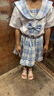 奧米鼠童裝女童套裝夏裝韓版中大童jk套裝時(shí)尚短袖褲裙子兩件套女孩衣服 藍(lán)色 140 建議身高130CM左右 曬單實(shí)拍圖