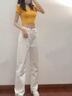 浪莎白色闊腿牛仔褲女春夏季新款寬松高腰梨形遮胯顯瘦百搭拖地長(zhǎng)褲 曬單實(shí)拍圖