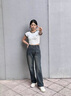 恰凡（QIAFAN）流行水泥灰窄版闊腿牛仔褲女2025春秋季新款高腰百搭休閑直筒褲子 水泥灰九分褲 【送腰帶】 S /26 80-95斤 曬單實(shí)拍圖