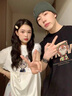 MDlila《2件裝》尼克朱迪情侶裝夏季短袖t恤2025一男一女寬松半袖衣服 尼克朱迪 男黑+女白《2件裝》 L 男+女S 曬單實(shí)拍圖
