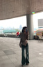 萬(wàn)欣兒美式復(fù)古設(shè)計(jì)感毛邊微喇叭牛仔褲女春夏低腰辣妹高個(gè)子加長(zhǎng)拖地褲 復(fù)古長(zhǎng)褲 M 建議95-105斤 曬單實(shí)拍圖