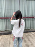 辰衣純美式潮牌花卉刺繡純棉短袖t恤女2025夏季新款街頭hiphop休閑上衣 白灰色（純棉優(yōu)質(zhì)版） L 曬單實(shí)拍圖