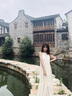 沐霓法式掛脖連衣裙女士裝夏季沙灘海邊度假風(fēng)氣質(zhì)無袖碎花白色長裙子 提花掛脖無袖連衣裙【杏色】 S 建議80-100斤 曬單實拍圖