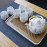 古笙記 溫潤如玉 景德鎮陶瓷茶具套裝家用茶壺茶杯子6只裝帶茶盤(pán)中式 【報春】1壺6杯+儲水茶盤(pán) 7件 曬單實(shí)拍圖