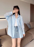 CEENIU透氣薄款防曬衣女2025新款夏季寬松韓版速干防曬百搭洋氣襯衫外套 藍(lán)色 M 適合80-115斤 曬單實(shí)拍圖