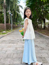 優(yōu)優(yōu)1點(diǎn)（Yoyo one）女童夏季洋氣套裝2025新款兒童兩件套夏款中大童女孩時(shí)髦炸街夏裝 18848白色2170藍色【套裝】 160 160cm 曬單實(shí)拍圖