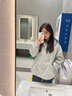 乖甜星韓系設(shè)計(jì)感慵懶風(fēng)短外套女春季2025新款美式高級(jí)感灰色連帽衛(wèi)衣女 灰色 L 55/60kg 曬單實(shí)拍圖