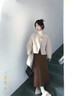 棉致2025春裝搭配一整套女鹽系小香風韓劇穿搭衣服兩件套裝女連衣裙子 杏色外套+咖色半身裙【套裝】 L 建議110-125斤 曬單實拍圖