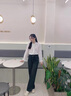 AEMAPE高端品質(zhì)直筒牛仔褲女2025春夏秋冬新款高腰寬松顯瘦港風(fēng)闊腿褲子 水泥灰-長褲 27 100-111斤 曬單實拍圖