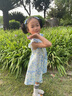 史努比（SNOOPY）童裝女童連衣裙兒童裙子女孩寶寶飛袖中長裙夏季 花卉小飛袖藍(lán)色 曬單實(shí)拍圖