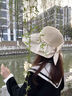 樸盺遮陽帽女2025夏季新款防紫外線防曬帽遮臉黑膠大帽檐漁夫帽太陽帽 白色 米 可調(diào)節(jié) 曬單實(shí)拍圖
