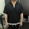 花花公子（PLAYBOY）假兩件T恤男V領(lǐng)短袖男ins潮流半袖衫冰絲涼感夏季體恤上衣服男裝 v18黑色 3XL 曬單實(shí)拍圖