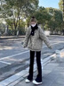 AEMAPE黑色微喇西裝褲女2025春秋新款韓版時(shí)尚洋氣休閑褲垂感百搭喇叭褲 黑色小個(gè)子 M 【建議100-112斤】 曬單實(shí)拍圖