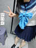 CS.LION2025年夏季新款小蒼蘭JK制服套裝收腰水手服女生短袖夏日系學(xué)院風(fēng) 短袖上衣 +領(lǐng)結(jié) L 100-115斤 曬單實(shí)拍圖