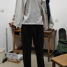 PBOA自帶腰帶休閑小西褲男女夏季新款寬松垂感松緊直筒闊腿長(cháng)西裝褲子 黑色 2XL （建議160-175斤) 曬單實(shí)拍圖