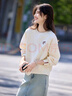 尚靜圓領(lǐng)愛心刺繡衛(wèi)衣女寬松慵懶風(fēng)小個子長袖上衣 米杏色 S 曬單實拍圖