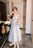 唐菓蜜碎花吊帶連衣裙女2025春夏新款女裝法式甜美初戀海邊度假風(fēng)套裝裙 藍(lán)色開(kāi)衫+碎花吊帶裙 M 曬單實(shí)拍圖