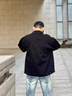 ZMEX牛仔外套男士夾克秋季潮流高街純色上衣春秋ins港風(fēng)寬松潮牌上裝 黑色 L （105-120斤） 曬單實(shí)拍圖