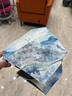 復古油畫防曬太陽傘晴雨兩用折疊輕便手動遮陽傘全自動 三折自動-炫彩湖藍 曬單實拍圖