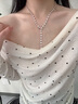 APM Monaco女生四葉草Y 字水滴形可調(diào)節(jié)閃耀項(xiàng)鏈飾品送女友送閨蜜七夕禮物 Y 字水滴形可調(diào)節(jié)閃耀項(xiàng)鏈 銀色 曬單實(shí)拍圖