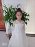 G.DUCKKIDS女童禮服十歲生日白紗裙兒童演出服夏秋冬公主裙花童表演合唱長裙 白長裙子 囎珍珠頭飾 110 cm 曬單實拍圖